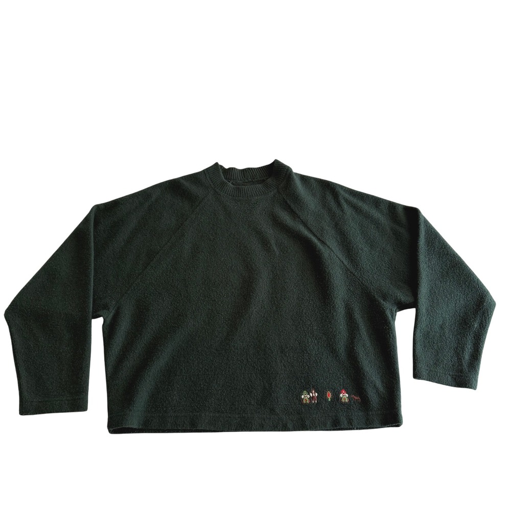 Benetton Highlands‎ VTG Italy Made Wool Gnome Forest Green Batwing Sweatshirt M